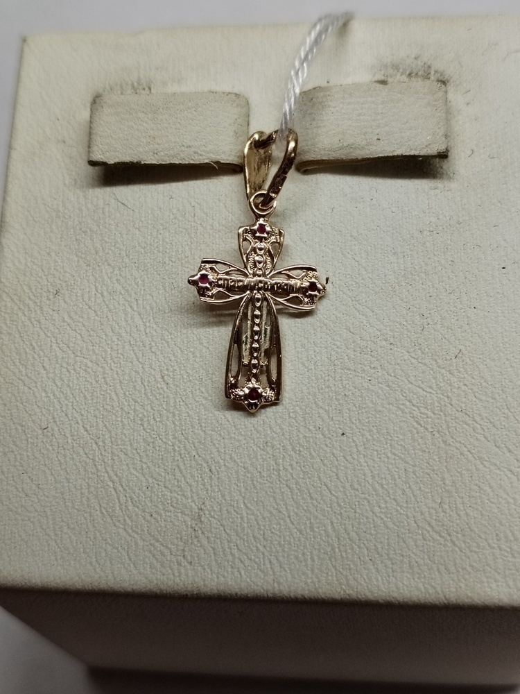 ПОДККИ585 ПОДВЕСКА КРЕСТ С КАМНЯМИ (Au 585)