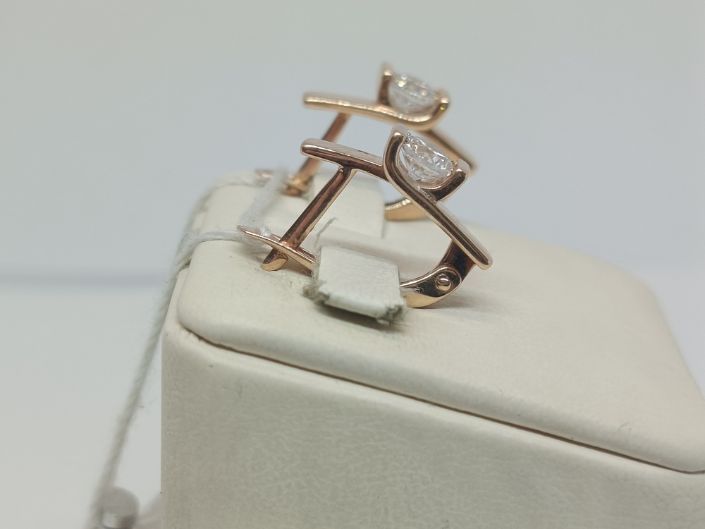 СКМ585 СЕРЬГИ С КАМНЕМ (Au 585)