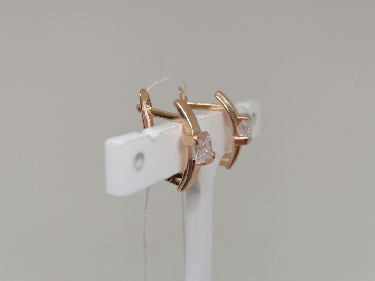 СКМ585 СЕРЬГИ С КАМНЕМ (Au 585)