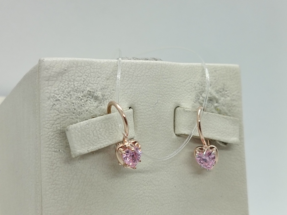 СЕРЬГИ ПЕТЕЛЬКА с камнем (Au 585)