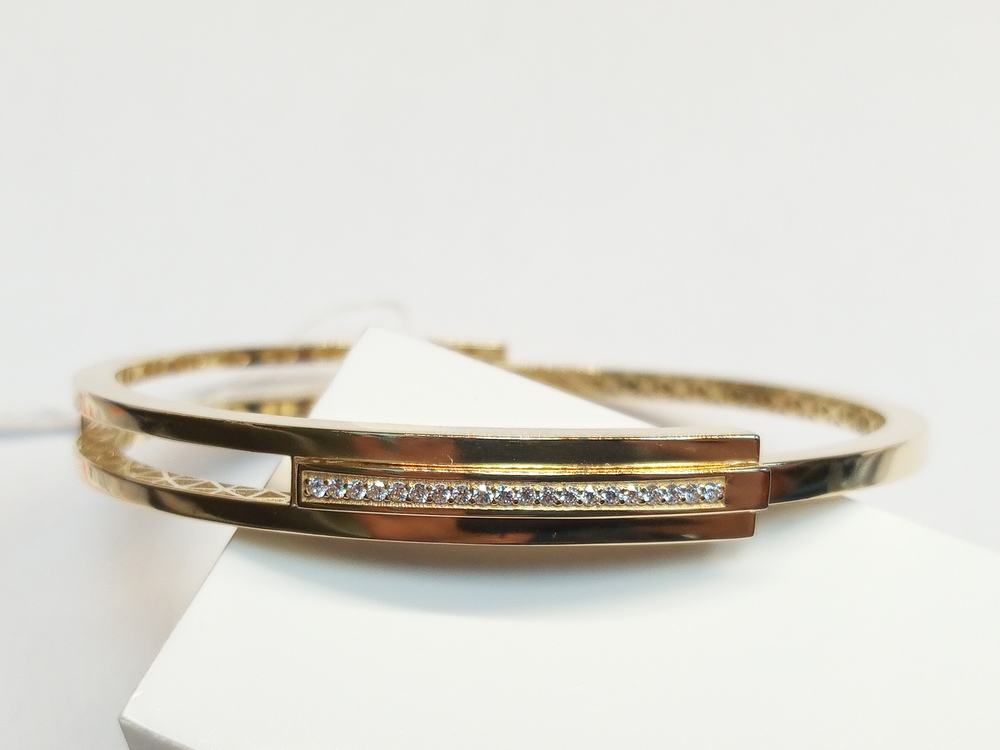 БЖКИ585 БРАСЛЕТ ЖЕСТКИЙ С КАМНЯМИ (Au 585)