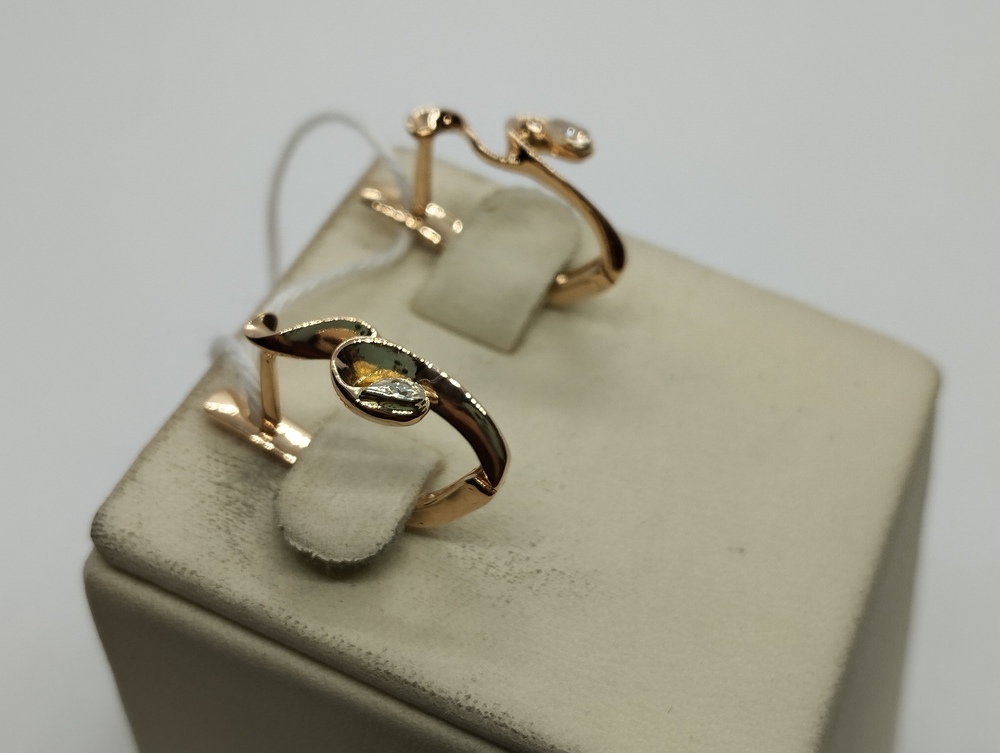 СКМ585 СЕРЬГИ С КАМНЕМ (Au 585)