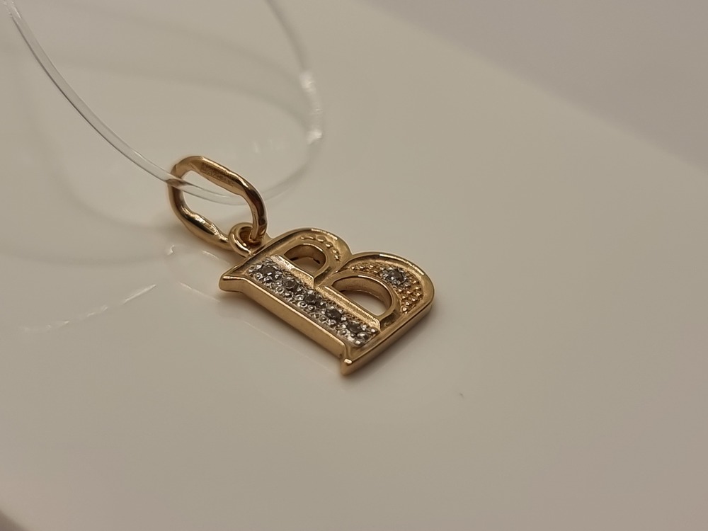 ПОДВЕСКА БУКВА В с камнями (Au 585)