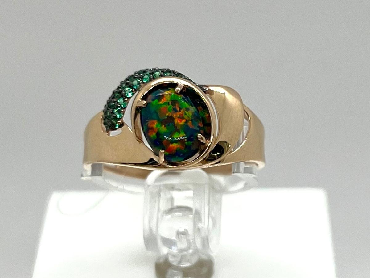 КОЛЬЦО ОПАЛ с камнями (Au 585)