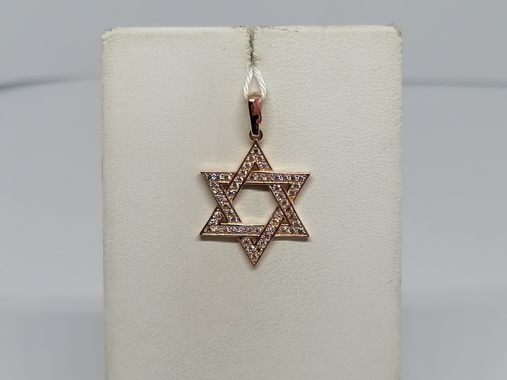 ПОДВЕСКА ЗВЕЗДА ДАВИДА С КАМНЯМИ Au 585