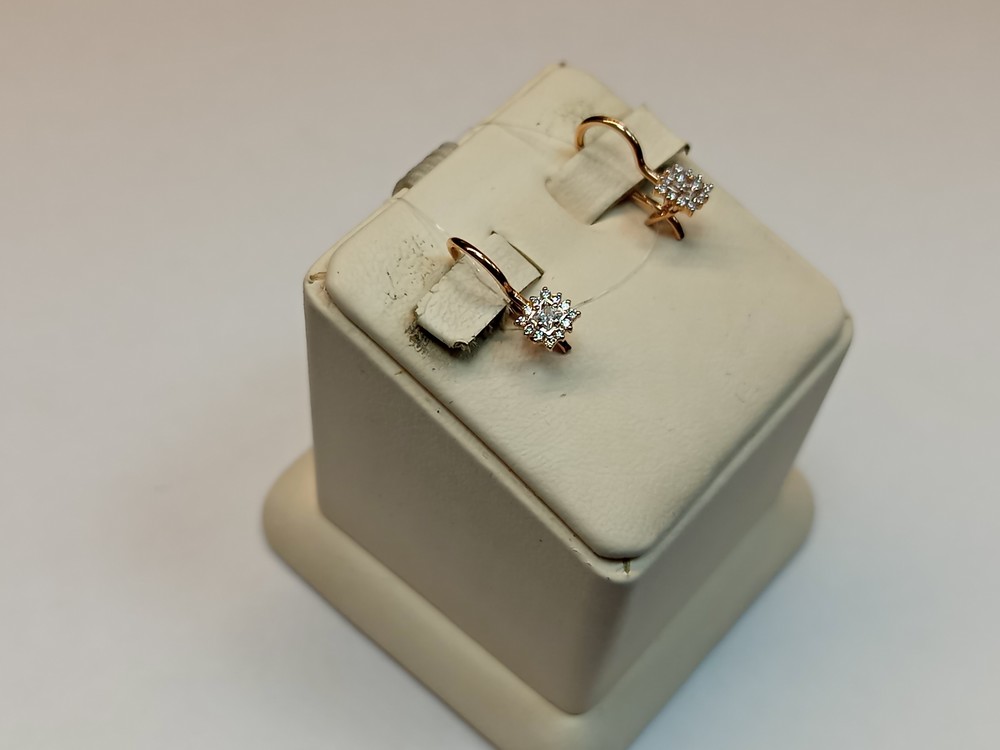 СЕРЬГИ ПЕТЕЛЬКА с камнями (Au 585)