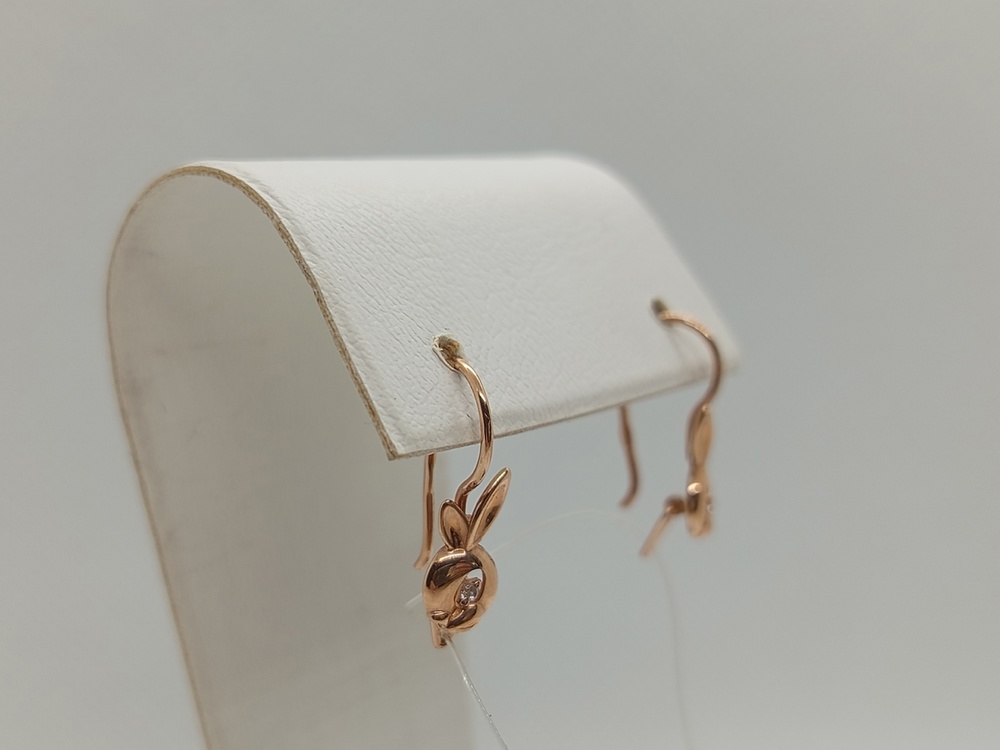 СЕРЬГИ ПЕТЕЛЬКА с камнем (Au 585)