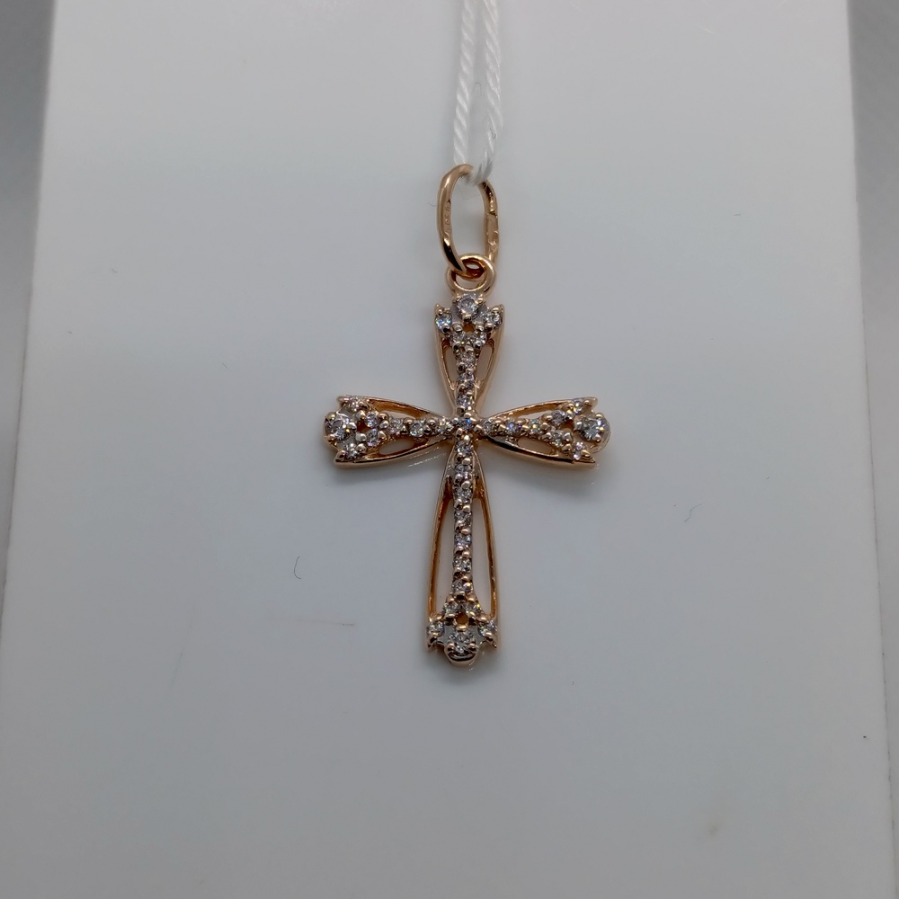 ПОДККИ585 ПОДВЕСКА КРЕСТ С КАМНЯМИ (Au 585)