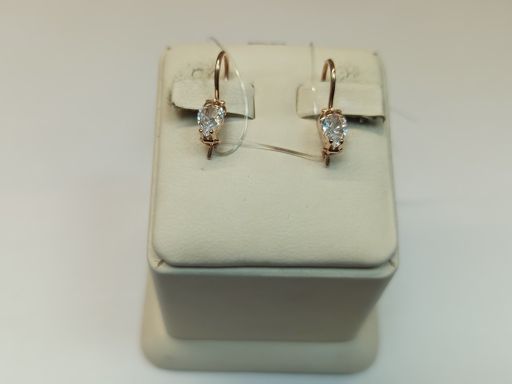 СЕРЬГИ ПЕТЕЛЬКА с камнем (Au 585)