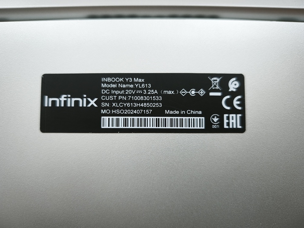 Ноутбук Infinix; Core i3-1215U, Intel UHD Graphics, 8 Гб, 500 Гб, Нет