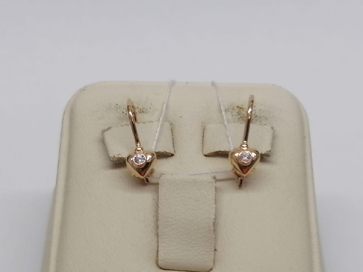 СЕРЬГИ ПЕТЕЛЬКА с камнем (Au 585)