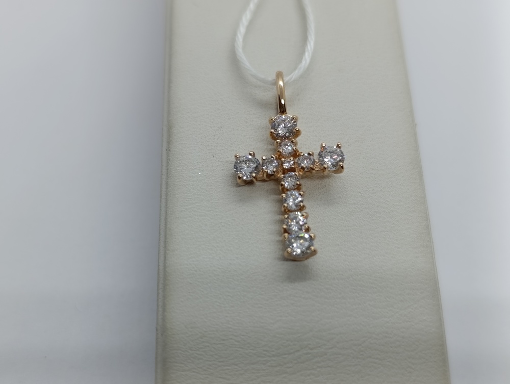 ПОДВЕСКА КРЕСТ С КАМНЯМИ (Au 585)