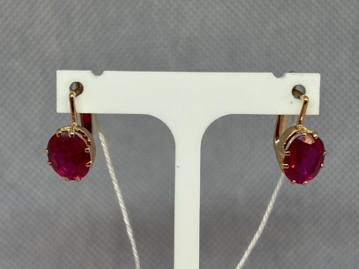 СКМ583 СЕРЬГИ С КАМНЕМ (Au 583)