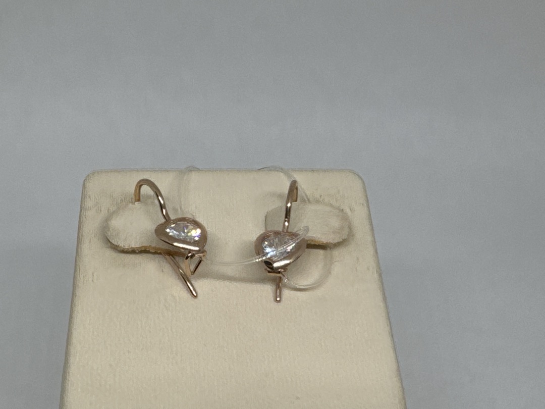 СЕРЬГИ ПЕТЕЛЬКА с камнем (Au 585)