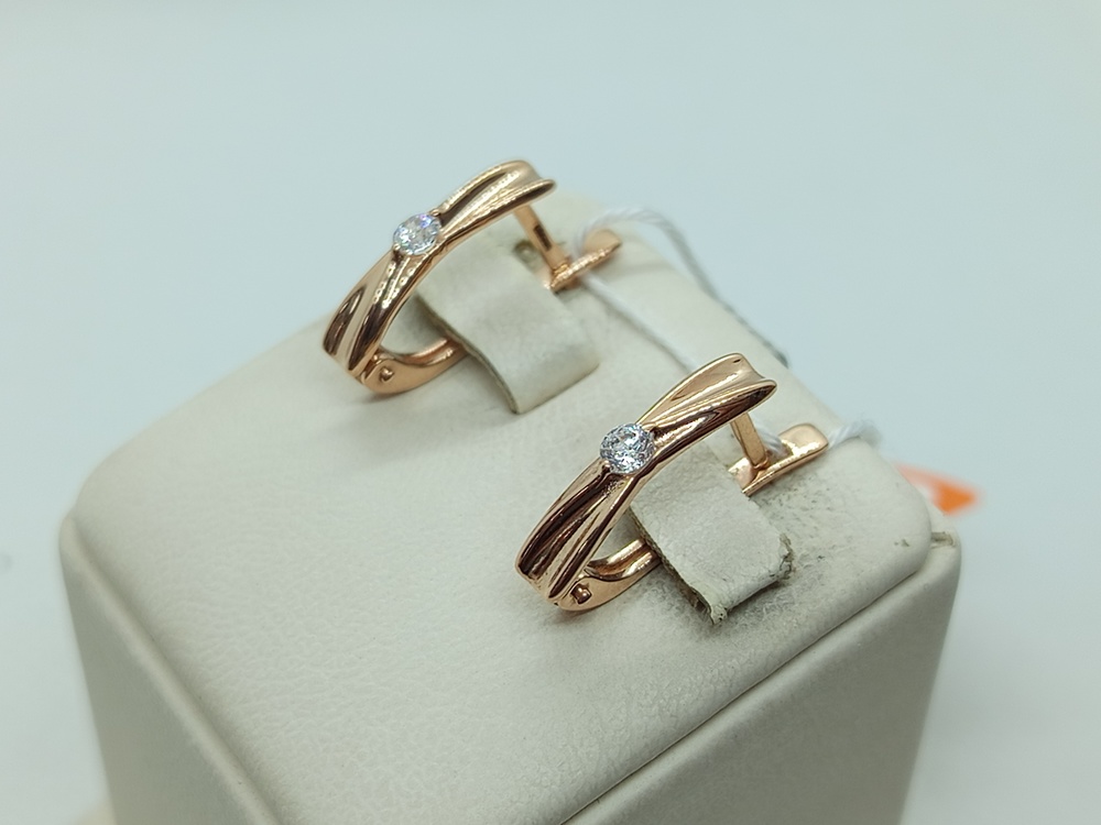 СКМ585 СЕРЬГИ С КАМНЕМ (Au 585)