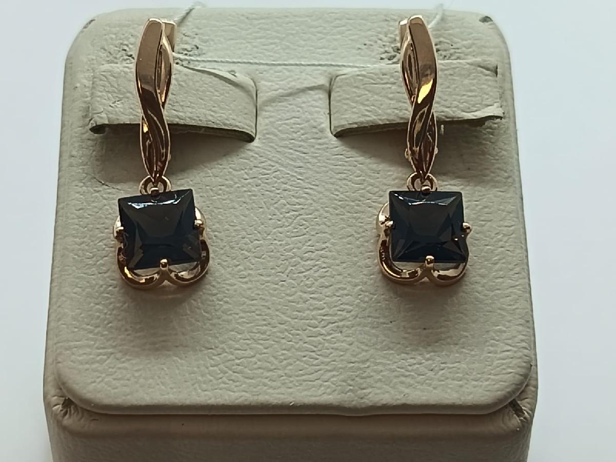 СКМ585 СЕРЬГИ С КАМНЕМ (Au 585)