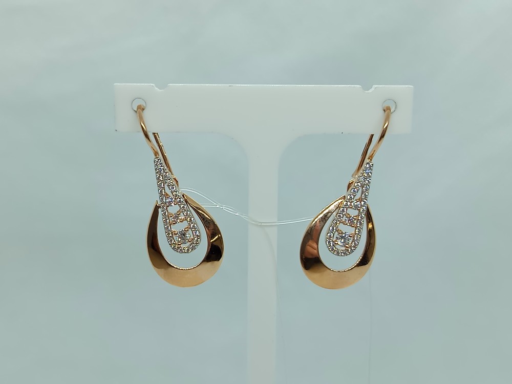 СЕРЬГИ ПЕТЕЛЬКА с камнями (Au 585)