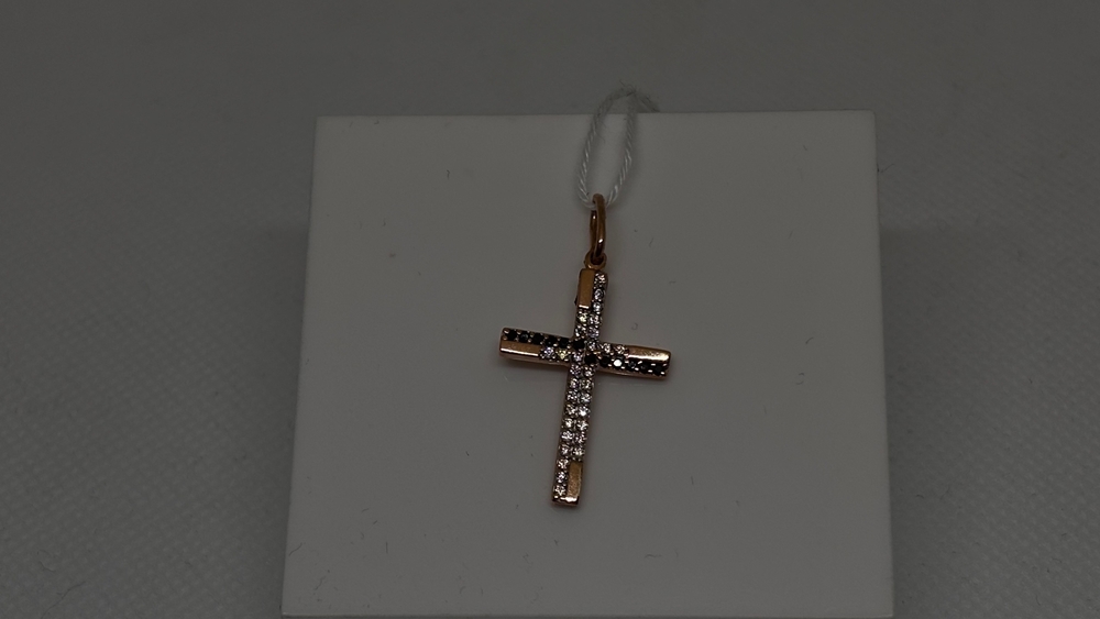 ПОДВЕСКА КРЕСТ С КАМНЯМИ (Au 585)