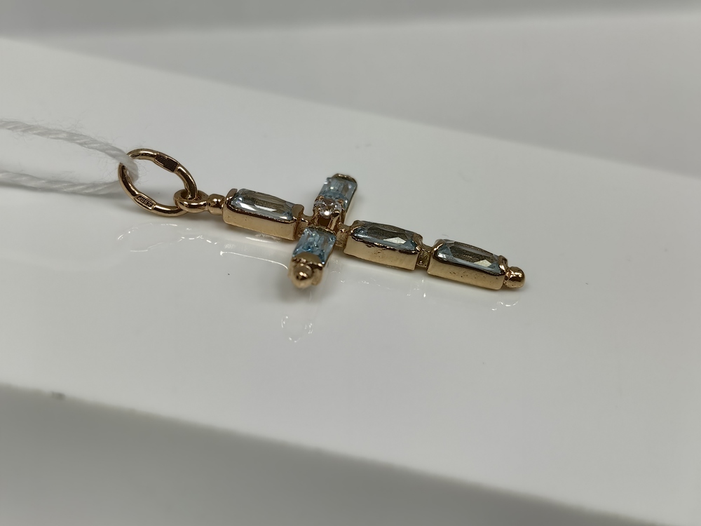 ПОДВЕСКА КРЕСТ С КАМНЯМИ (Au 585)