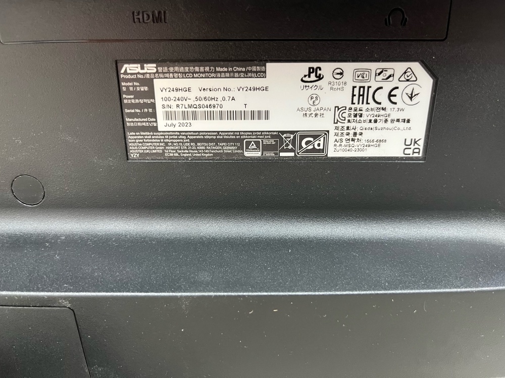 Монитор Asus VY249HGE