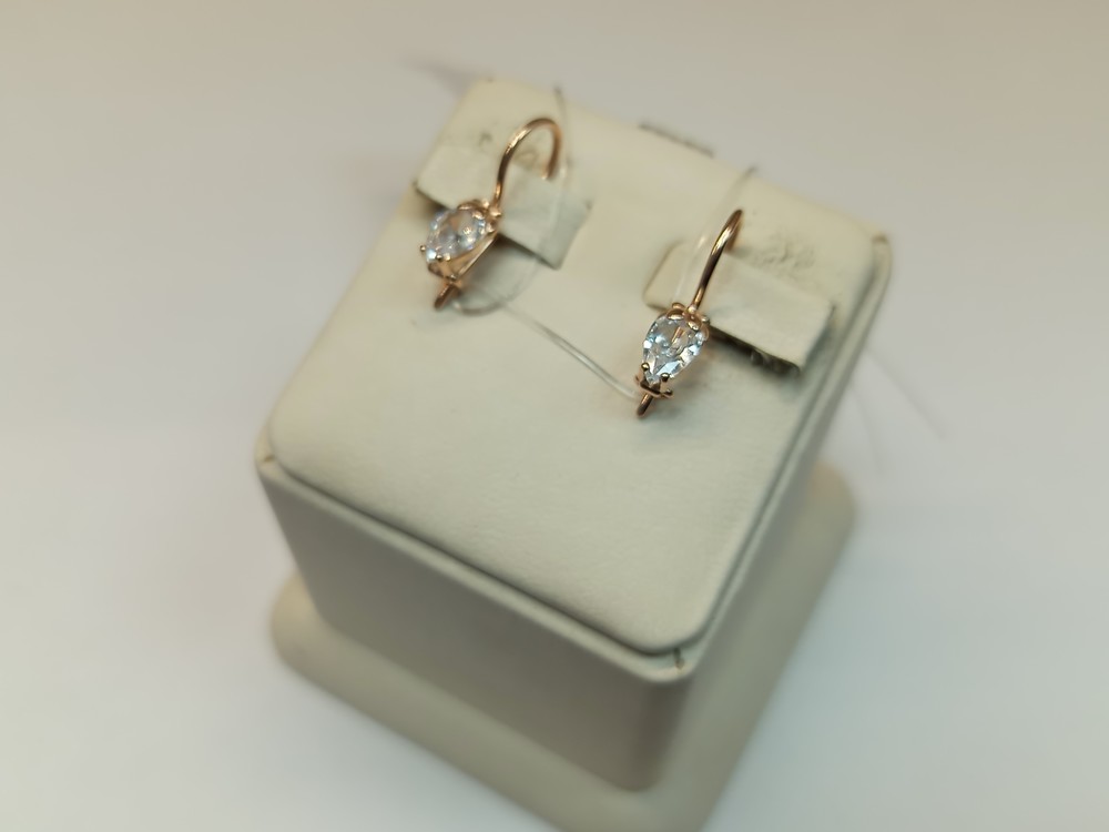 СЕРЬГИ ПЕТЕЛЬКА с камнем (Au 585)