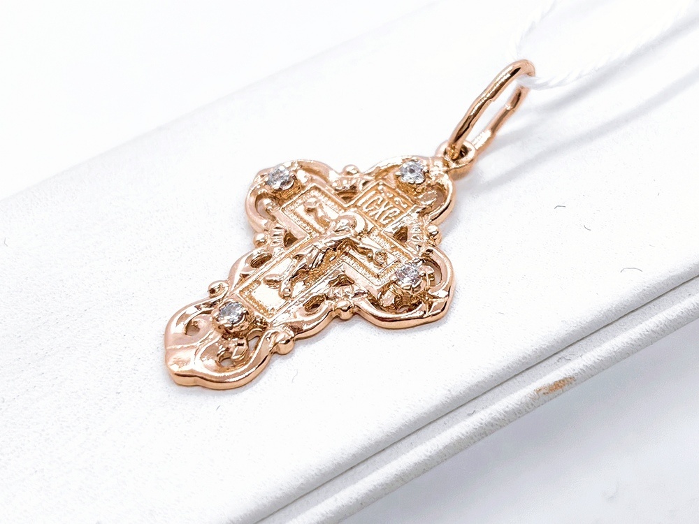 ПОДККИ585 ПОДВЕСКА КРЕСТ С КАМНЯМИ (Au 585)