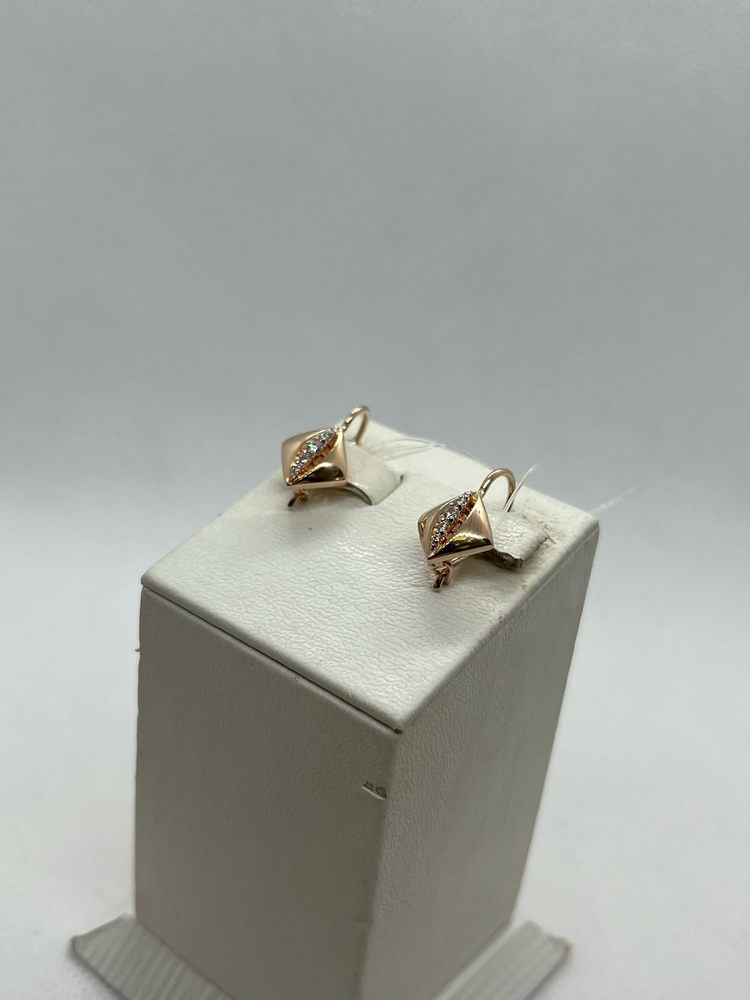 СЕРЬГИ ПЕТЕЛЬКА с камнями (Au 585)