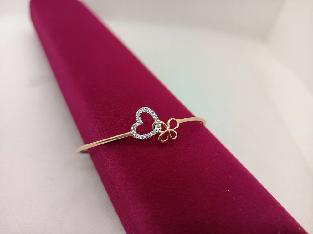 БЖКИ585 БРАСЛЕТ ЖЕСТКИЙ С КАМНЯМИ (Au 585)