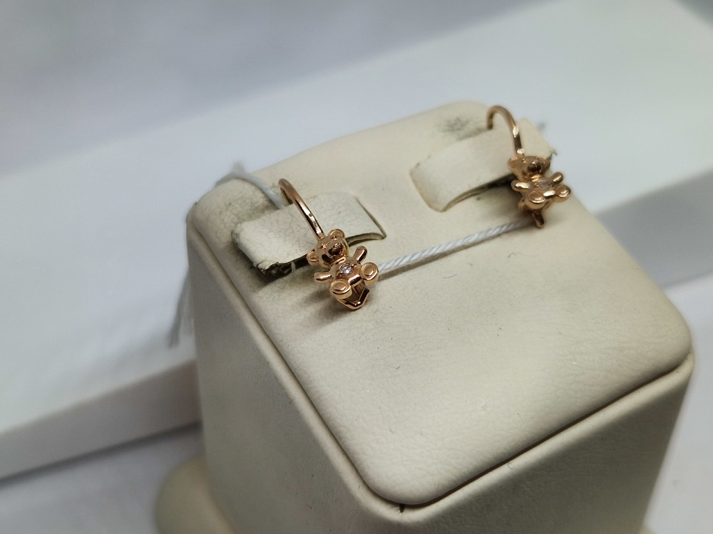 СКМ585 СЕРЬГИ С КАМНЕМ (Au 585)