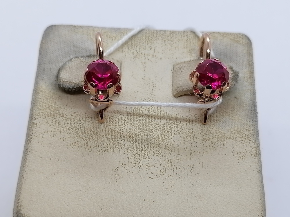 СКМ583 СЕРЬГИ С КАМНЕМ (Au 583)