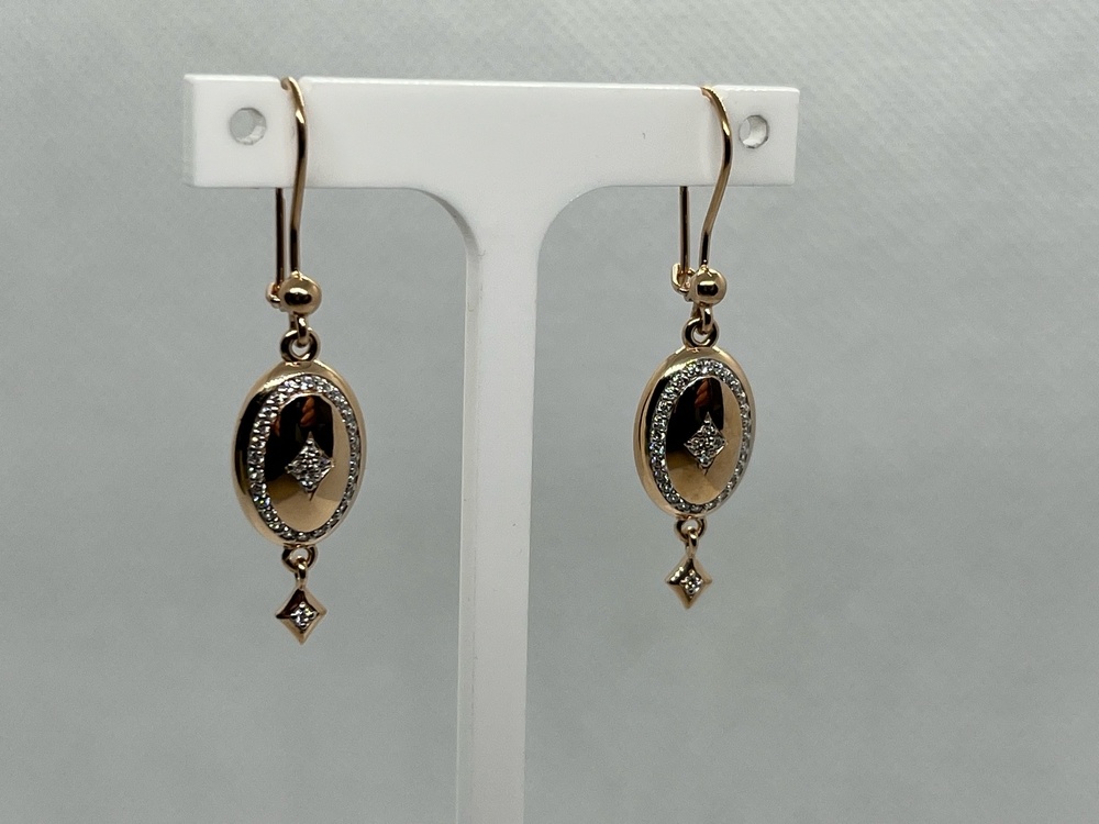 СЕРЬГИ ПЕТЕЛЬКА с камнями (Au 585)