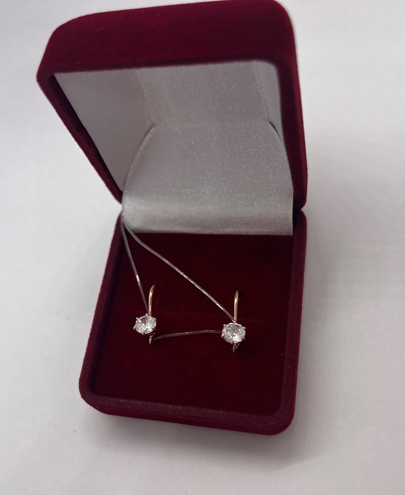 СЕРЬГИ ПЕТЕЛЬКА с камнем (Au 585)