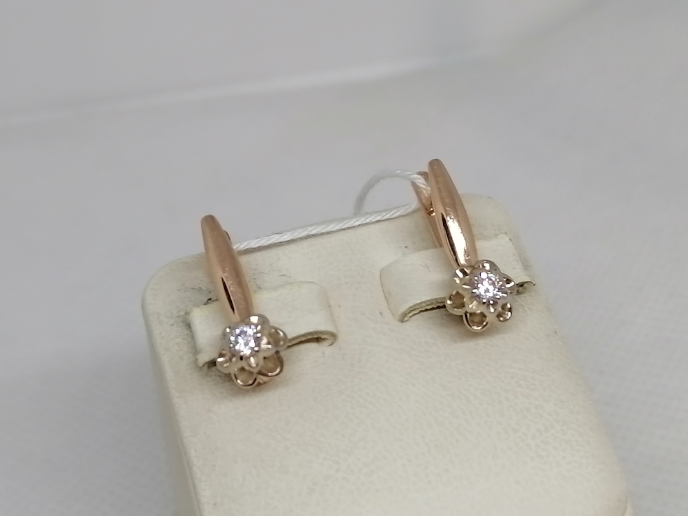 СКМ585 СЕРЬГИ С КАМНЕМ (Au 585)