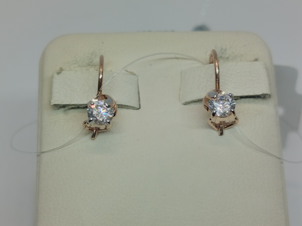 СЕРЬГИ ПЕТЕЛЬКА с камнем (Au 585)