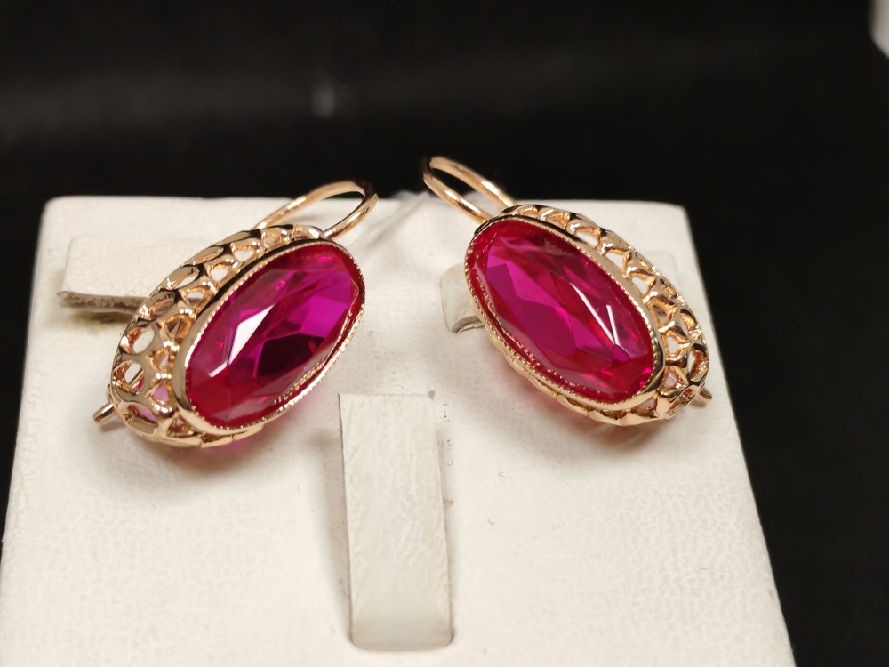 СКМ583 СЕРЬГИ С КАМНЕМ (Au 583)