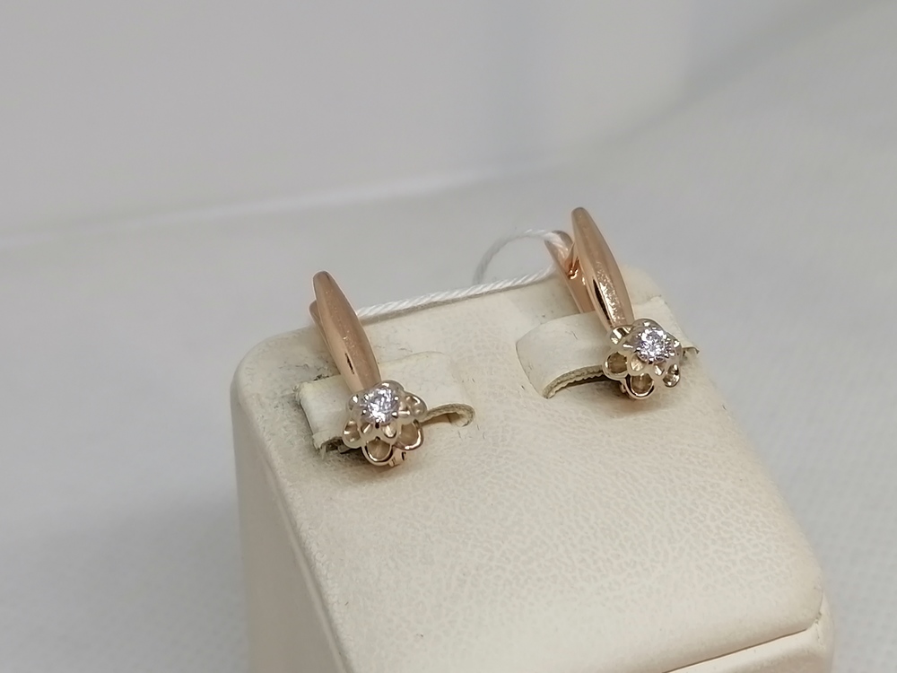 СКМ585 СЕРЬГИ С КАМНЕМ (Au 585)