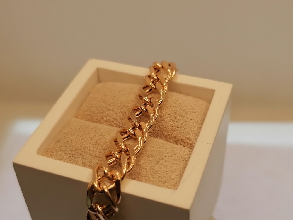 7120154П-20 БРАСЛЕТ ПУСТОТЕЛЫЙ Ромб двойной (Au 585)