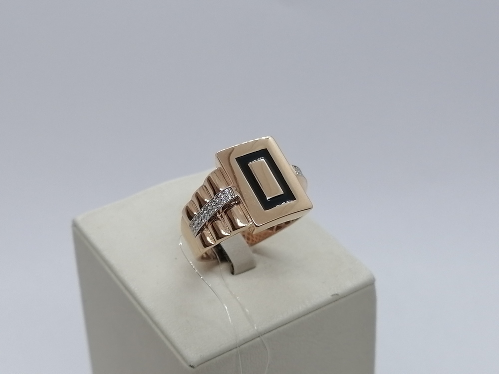 КОЛЬЦО ПЕЧАТКА Эмаль с камнями (Au 585)