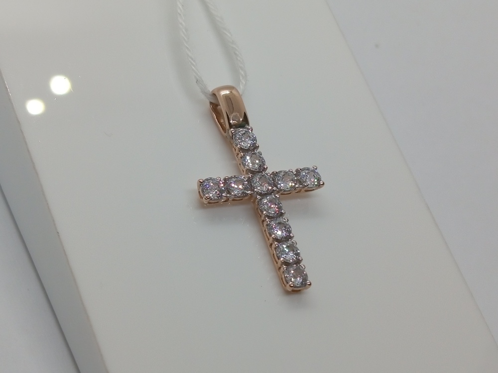 ПОДККИ585 ПОДВЕСКА КРЕСТ С КАМНЯМИ (Au 585)