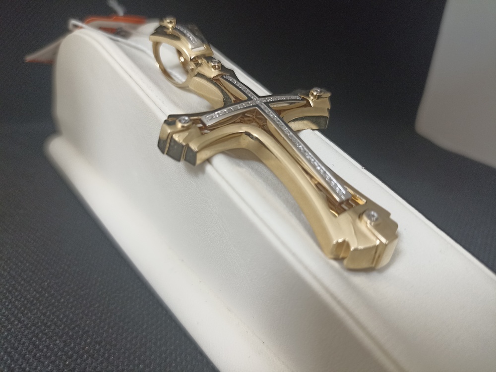 ПОДККИ585 ПОДВЕСКА КРЕСТ С КАМНЯМИ (Au 585)