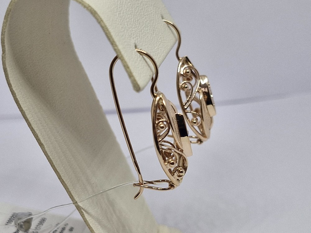 СЕРЬГИ ПЕТЕЛЬКА с камнями (Au 585)