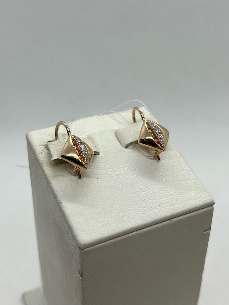 СЕРЬГИ ПЕТЕЛЬКА с камнями (Au 585)