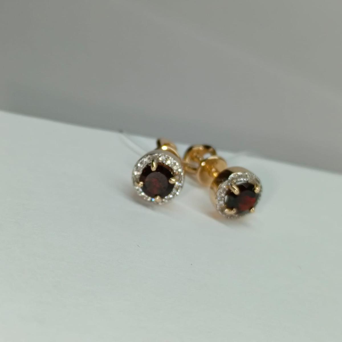 СЕРЬГИ ПУСЕТЫ гранат (Au 585)