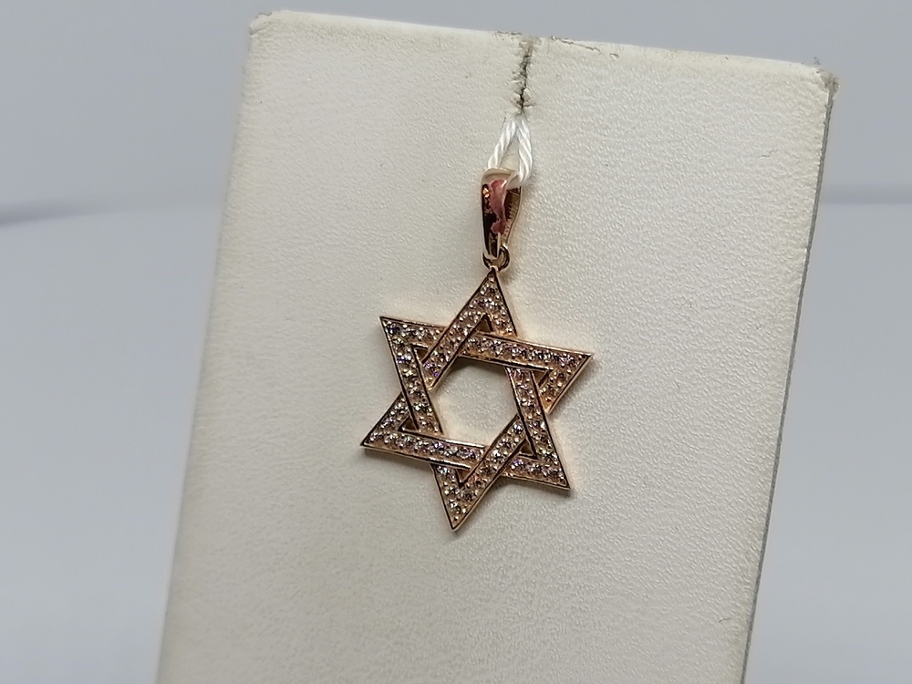 ПОДВЕСКА ЗВЕЗДА ДАВИДА С КАМНЯМИ Au 585