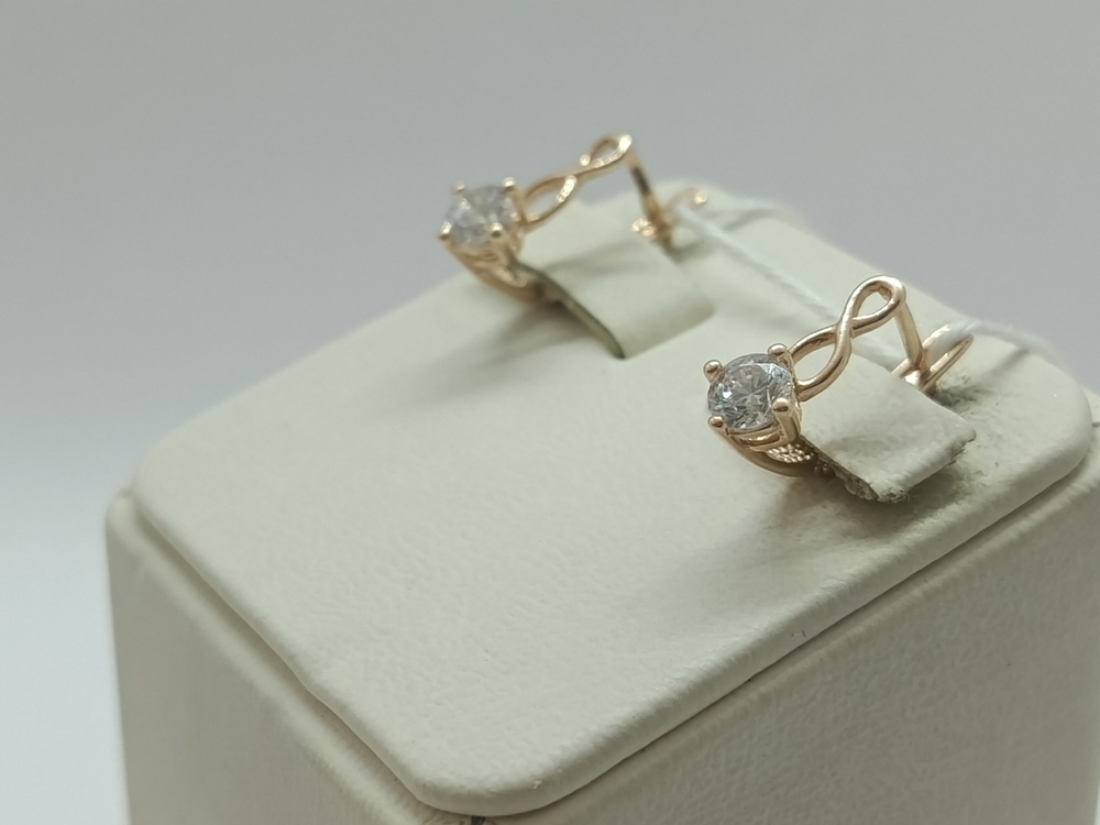 СКМ585 СЕРЬГИ С КАМНЕМ (Au 585)