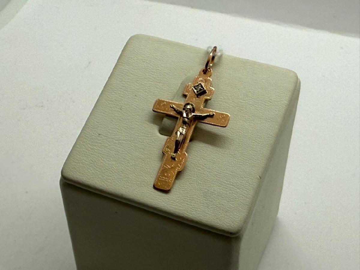 ПОДККИ585 ПОДВЕСКА КРЕСТ С КАМНЕМ (Au 585) ПОДККИ585 ПОДВЕСКА КРЕСТ С КАМНЕМ (Au 585)