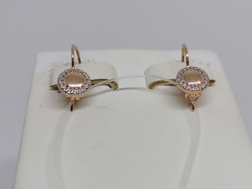 СЕРЬГИ ПЕТЕЛЬКА с камнями (Au 585)