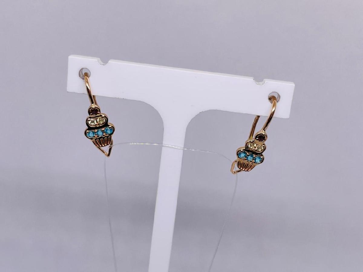 СЕРЬГИ ПЕТЕЛЬКА с камнями (Au 585)