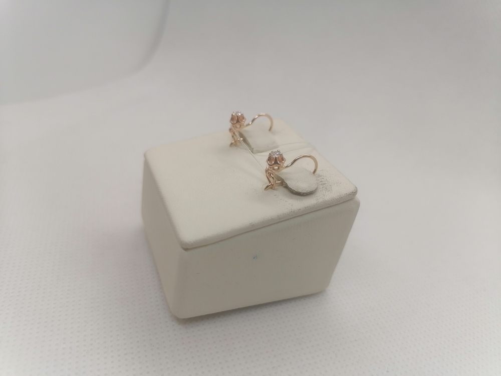 СЕРЬГИ ПЕТЕЛЬКА с камнем (Au 585)