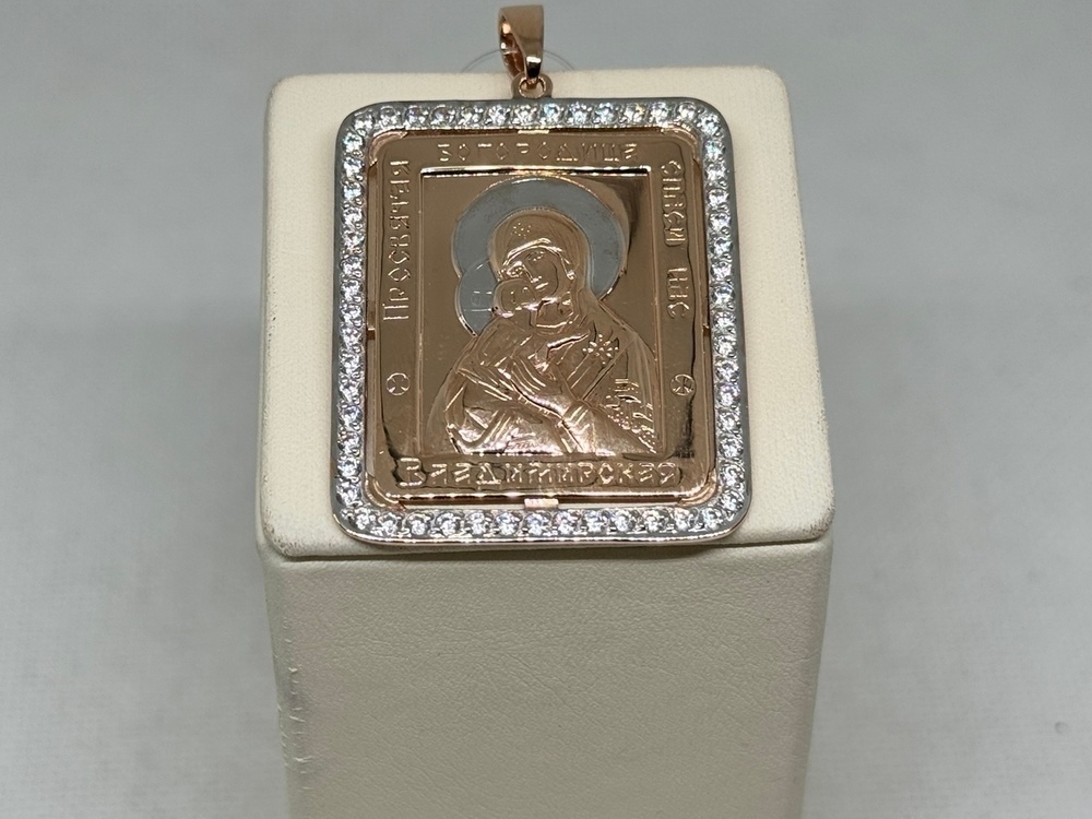 ПИ-249 к_au ПОДВЕСКА ИКОНА с камнями (Au 585)